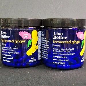 LIVE BETTER Fermented Ginger (2 Pack) 500mg, 180 Cap x 2  Exp 3/2024 NEW